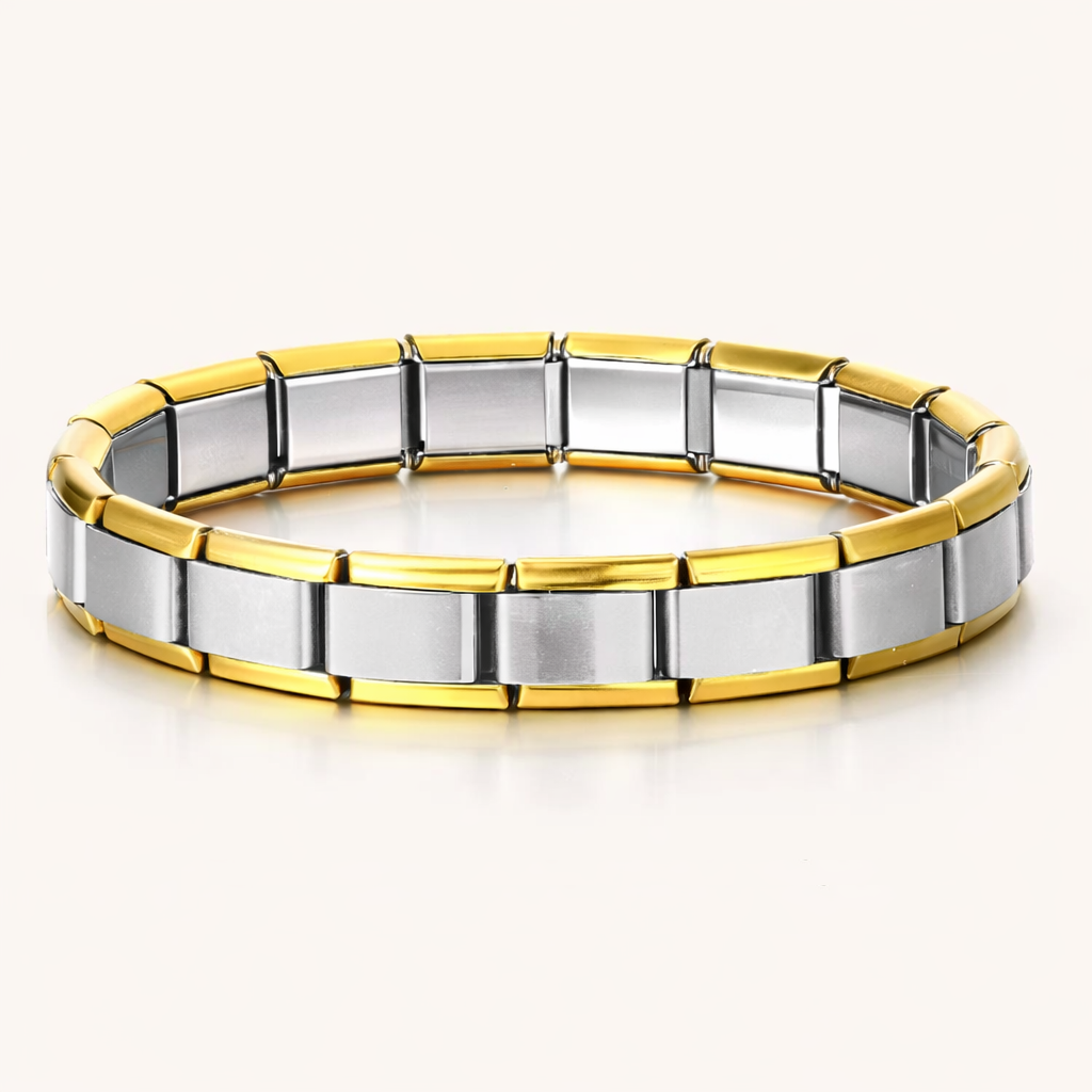 Bracelet Bicolore Argenté et Doré + 4 charms surprise