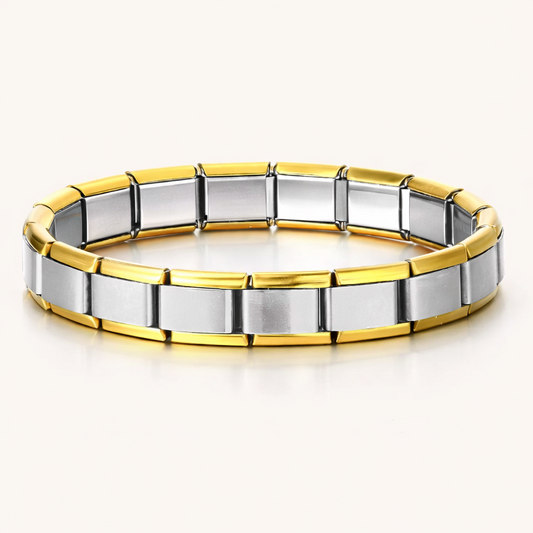 Bracelet Bicolore Argenté et Doré + 4 charms surprise